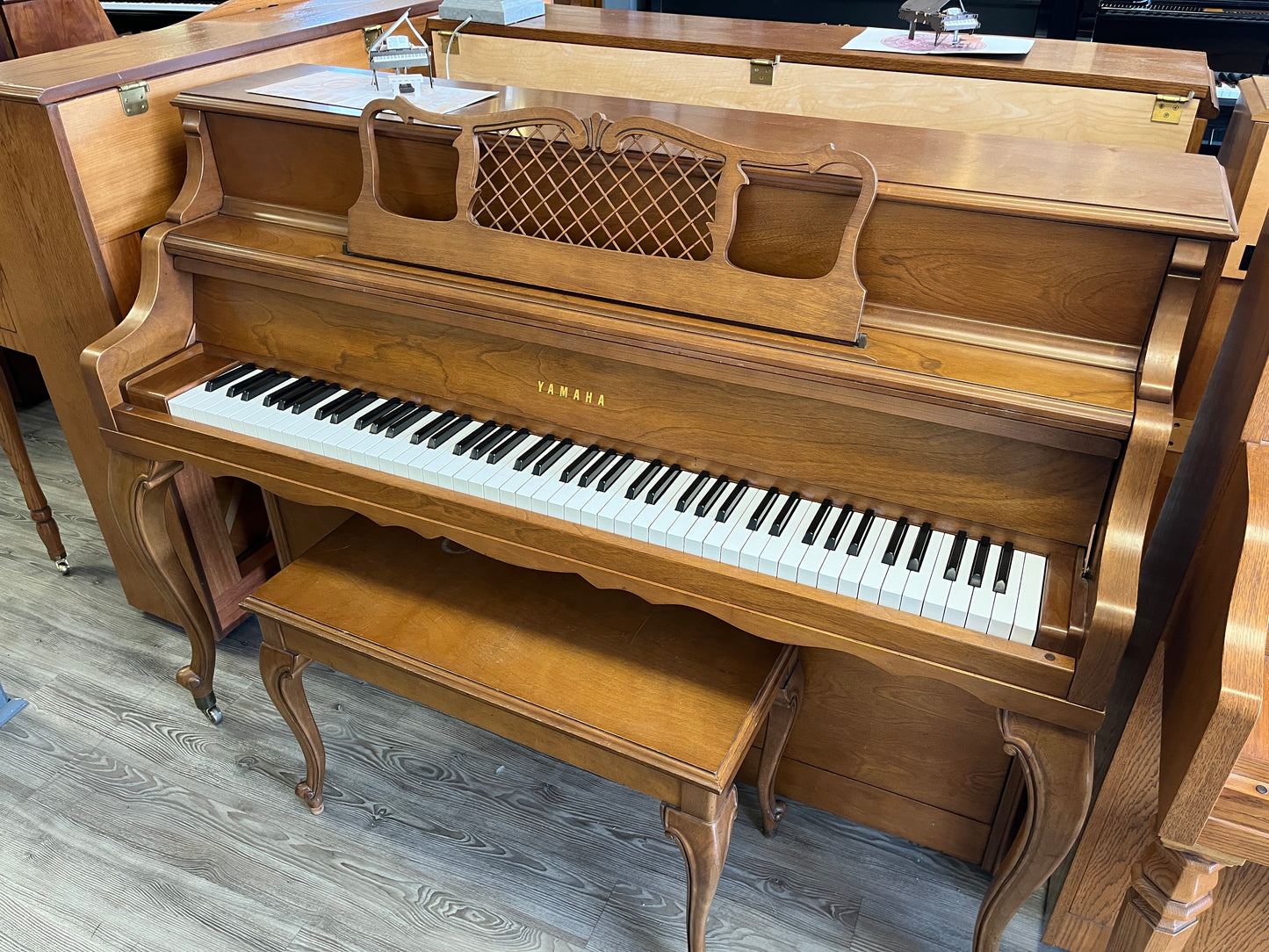 Yamaha Queen Anne Console (Satin Walnut Finish)