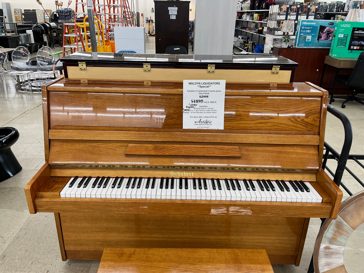 Schubert 45" Studio Piano (Satin Oak Finish)